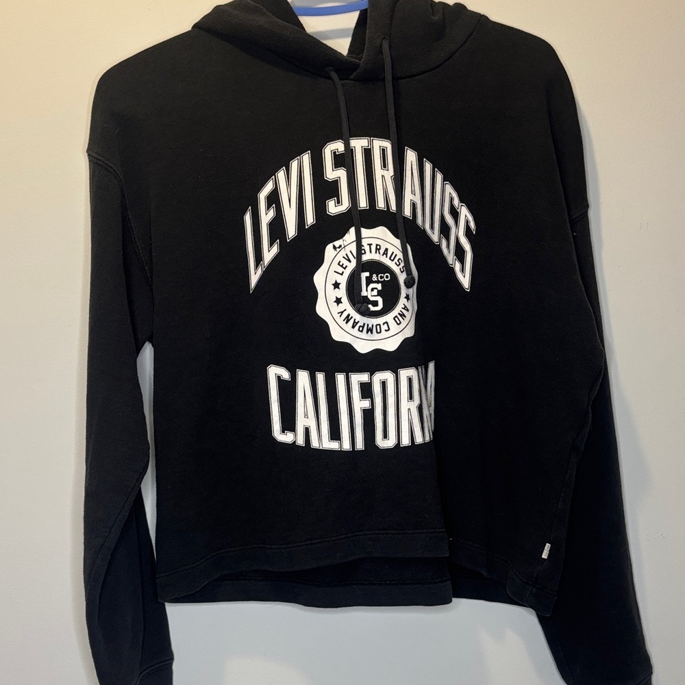 Levi's Black Graphic Women's Hoodie cropped size small